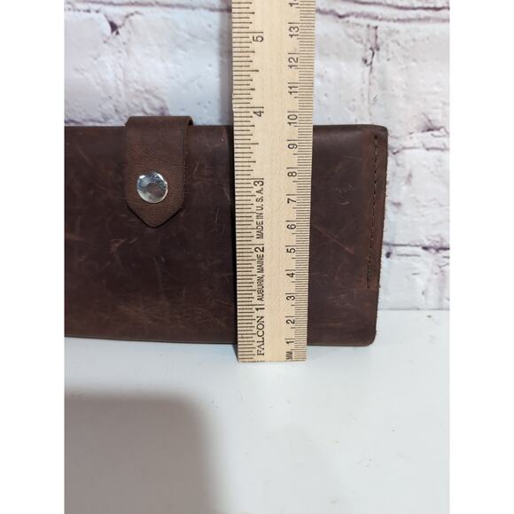 Lucky Handmade Wallet Heavy Brown Nubuck Distressed Leather Folding - Picture 10 of 10